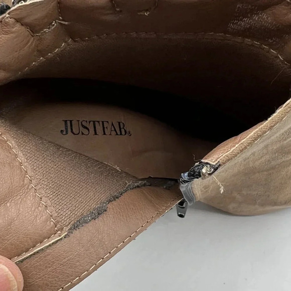 JustFab Remi Womens 7.5 Suede Block Heel Booties Pointed Toe Colorblock Zip Boot - Picture 14 of 16